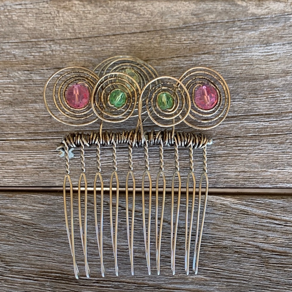 Decorative silver hair comb clip (single)